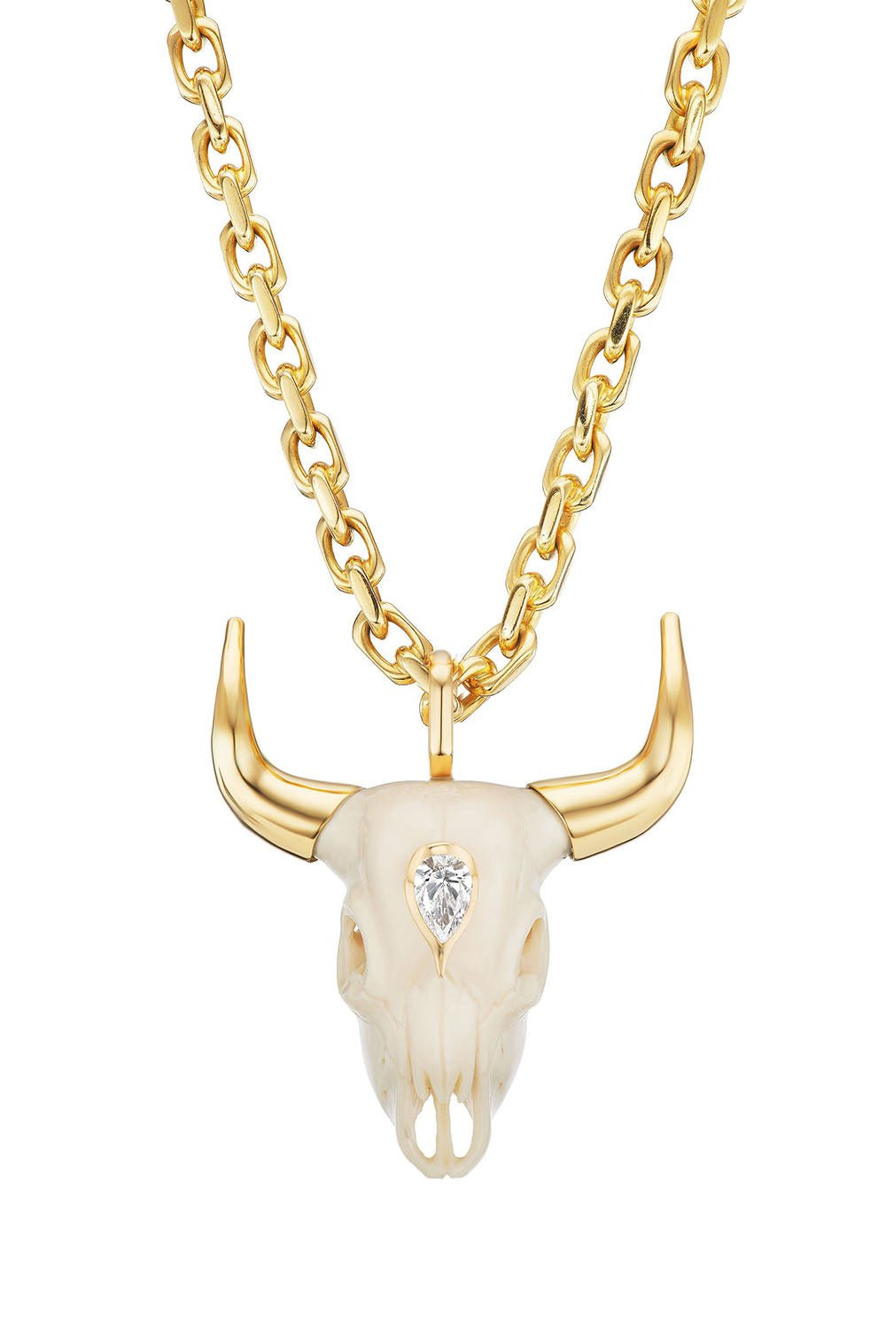 UNIFORM OBJECT-Bull Pendant Necklace-YELLOW GOLD
