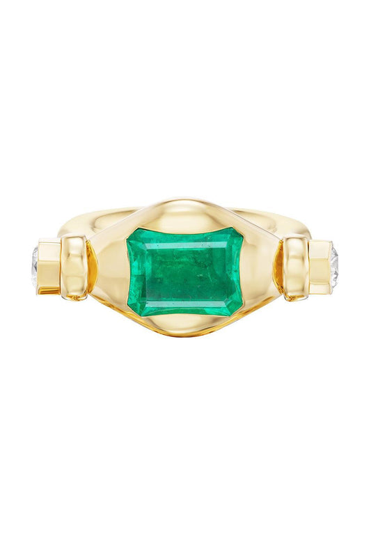 Emerald Diamond Machina Swivel Ring-YELLOW GOLD-7-JEWELRYFINE JEWELRING-UNIFORM OBJECT