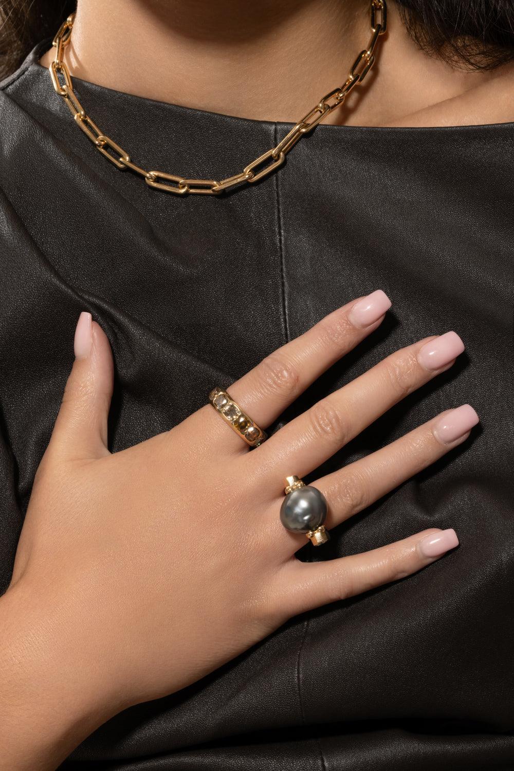 Champagne Diamond Ultra Gauge Ring-YELLOW GOLD-8-JEWELRYFINE JEWELRING-UNIFORM OBJECT