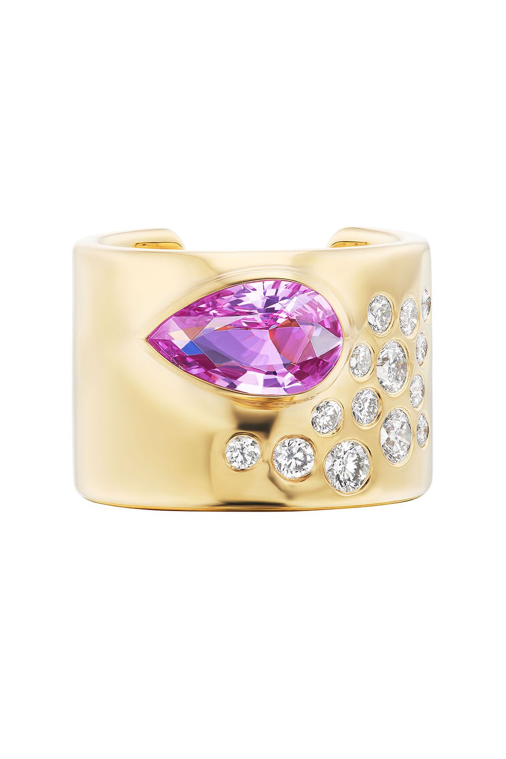 UNIFORM OBJECT-Pink Sapphire Cuff Ring-YELLOW GOLD