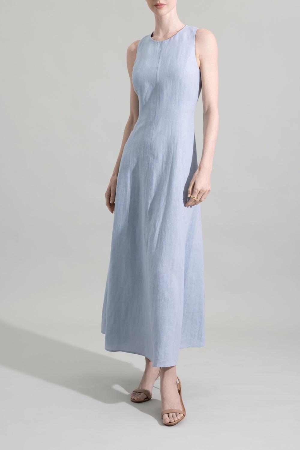 Sleeveless Maxi Dress-BLUE-40-CLOTHINGDRESSCASUAL-ELEVENTY