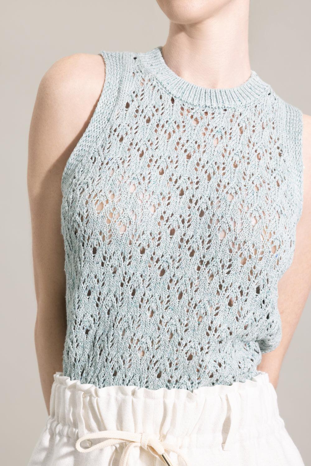 Sleeveless Knit Top-GREEN-XS-CLOTHINGTOPKNITS-ELEVENTY