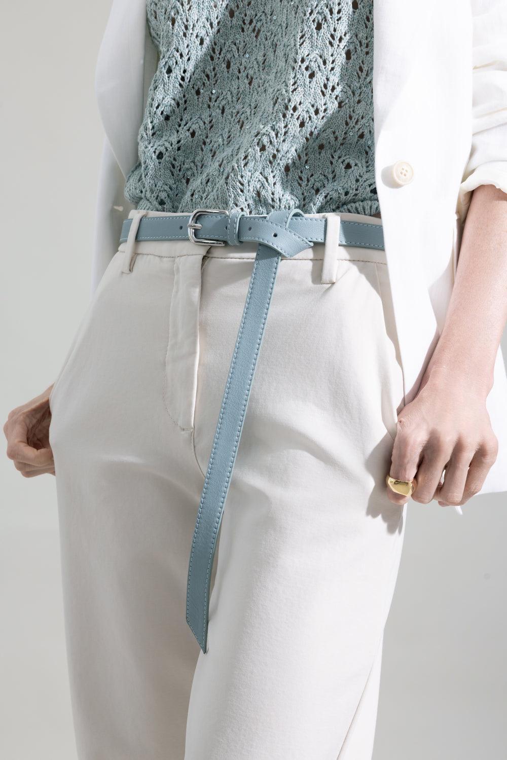 Double Loop Skinny Buckle Belt-GREEN-70-ACCESSORIEBELTS-ELEVENTY