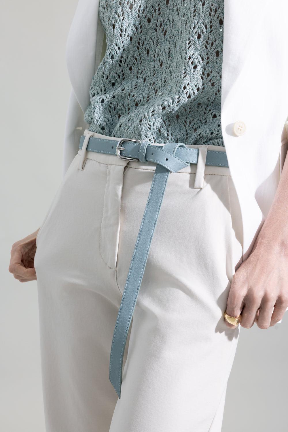 Double Loop Skinny Buckle Belt-GREEN-70-ACCESSORIEBELTS-ELEVENTY