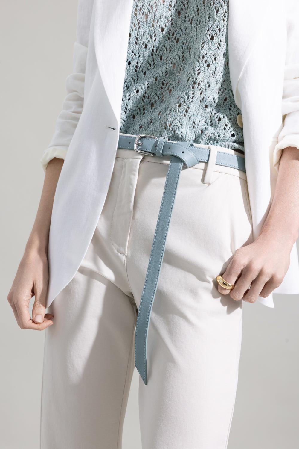 Double Loop Skinny Buckle Belt-GREEN-70-ACCESSORIEBELTS-ELEVENTY