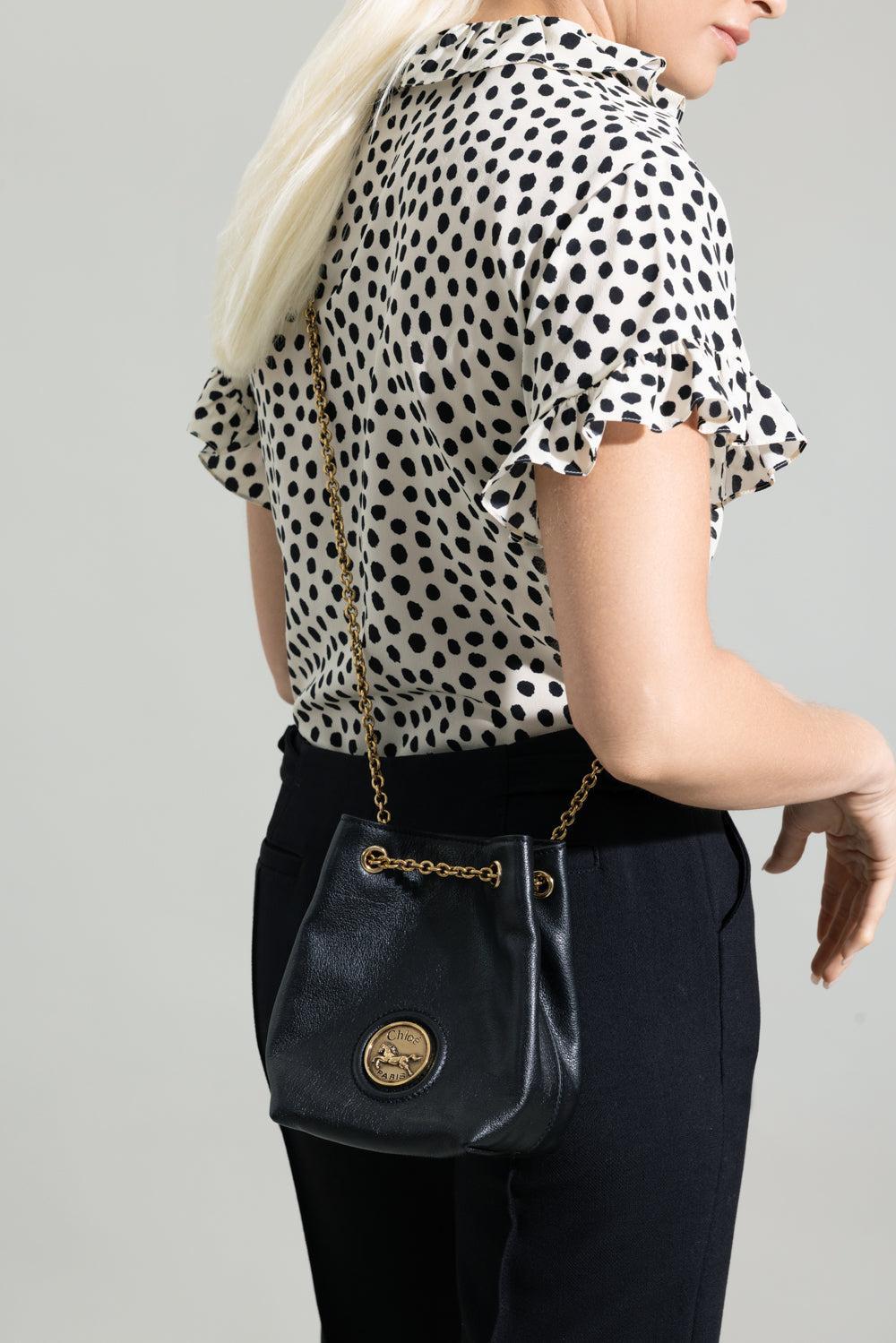 Horse Medal Mini Bucket Bag-BLACK-HANDBAGSHOULDER-CHLOÉ