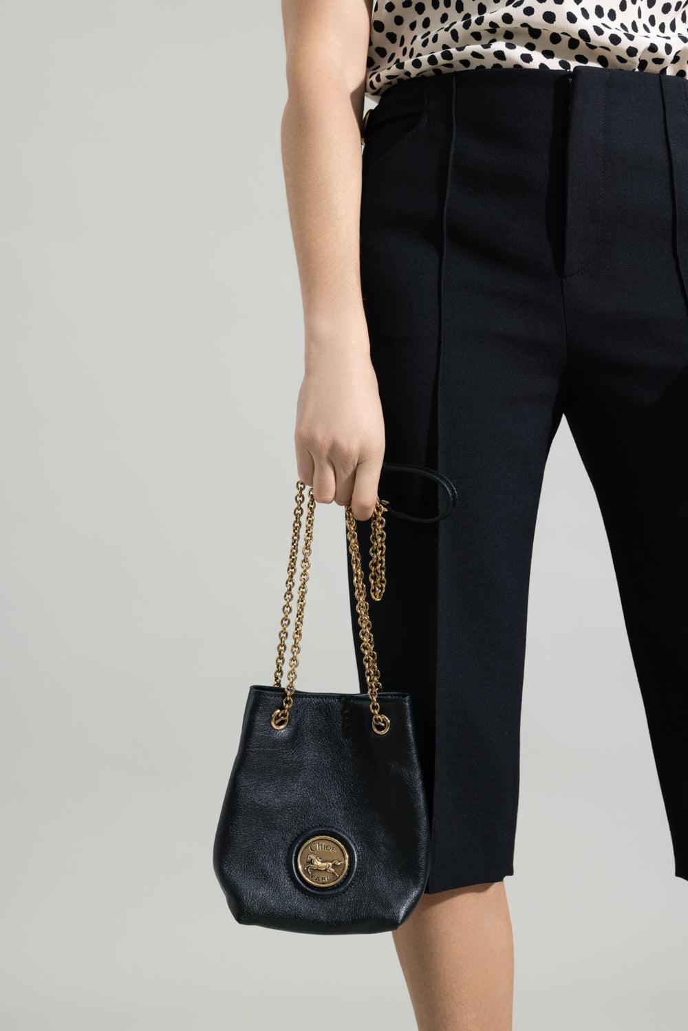 Horse Medal Mini Bucket Bag-BLACK-HANDBAGSHOULDER-CHLOÉ