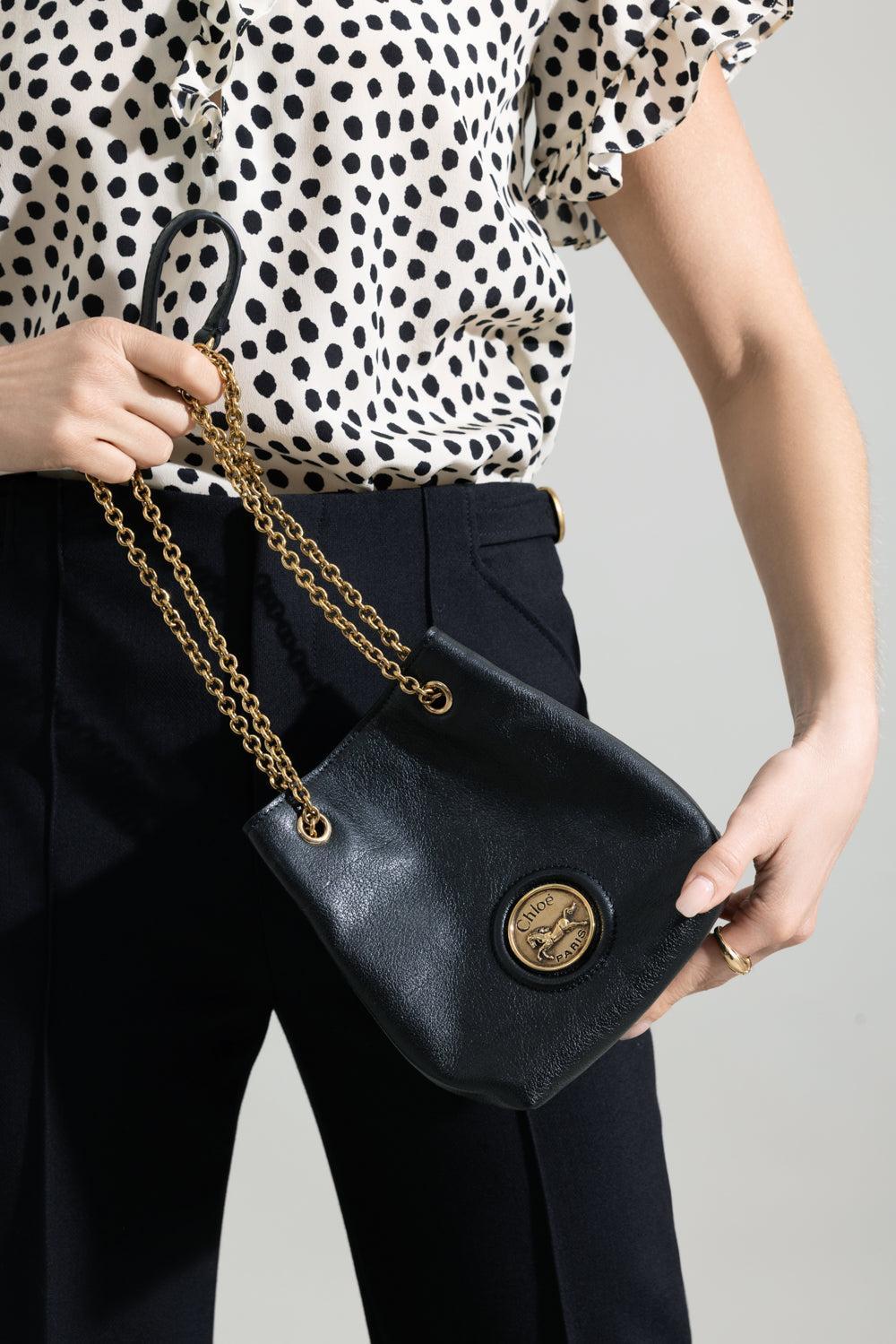 Horse Medal Mini Bucket Bag-BLACK-HANDBAGSHOULDER-CHLOÉ