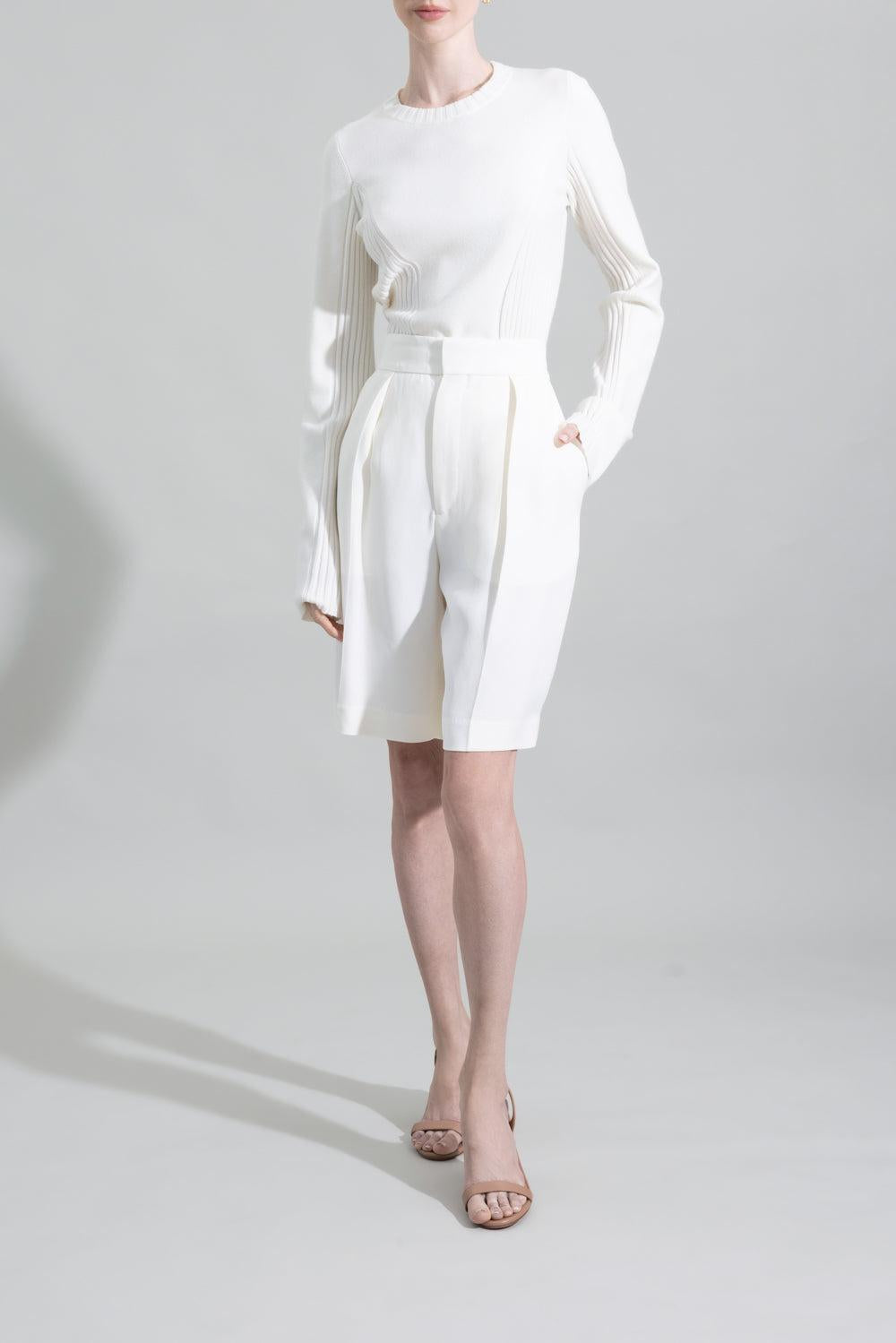 Tailored Shorts-CREAM-2-CLOTHINGPANTSHORT-VICTORIA BECKHAM