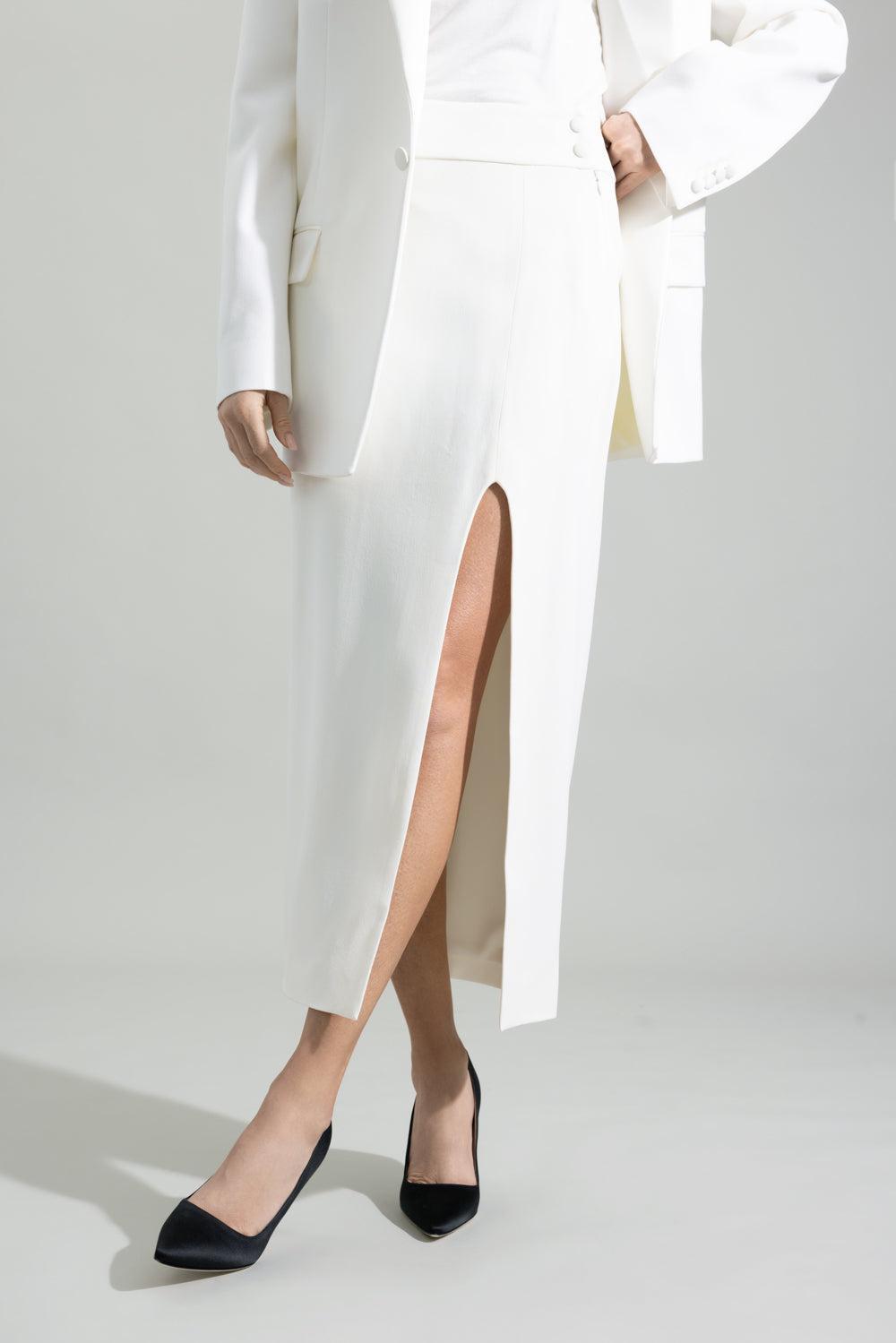 Split Detail Skirt-CREAM-2-CLOTHINGSKIRTMAXI-VICTORIA BECKHAM