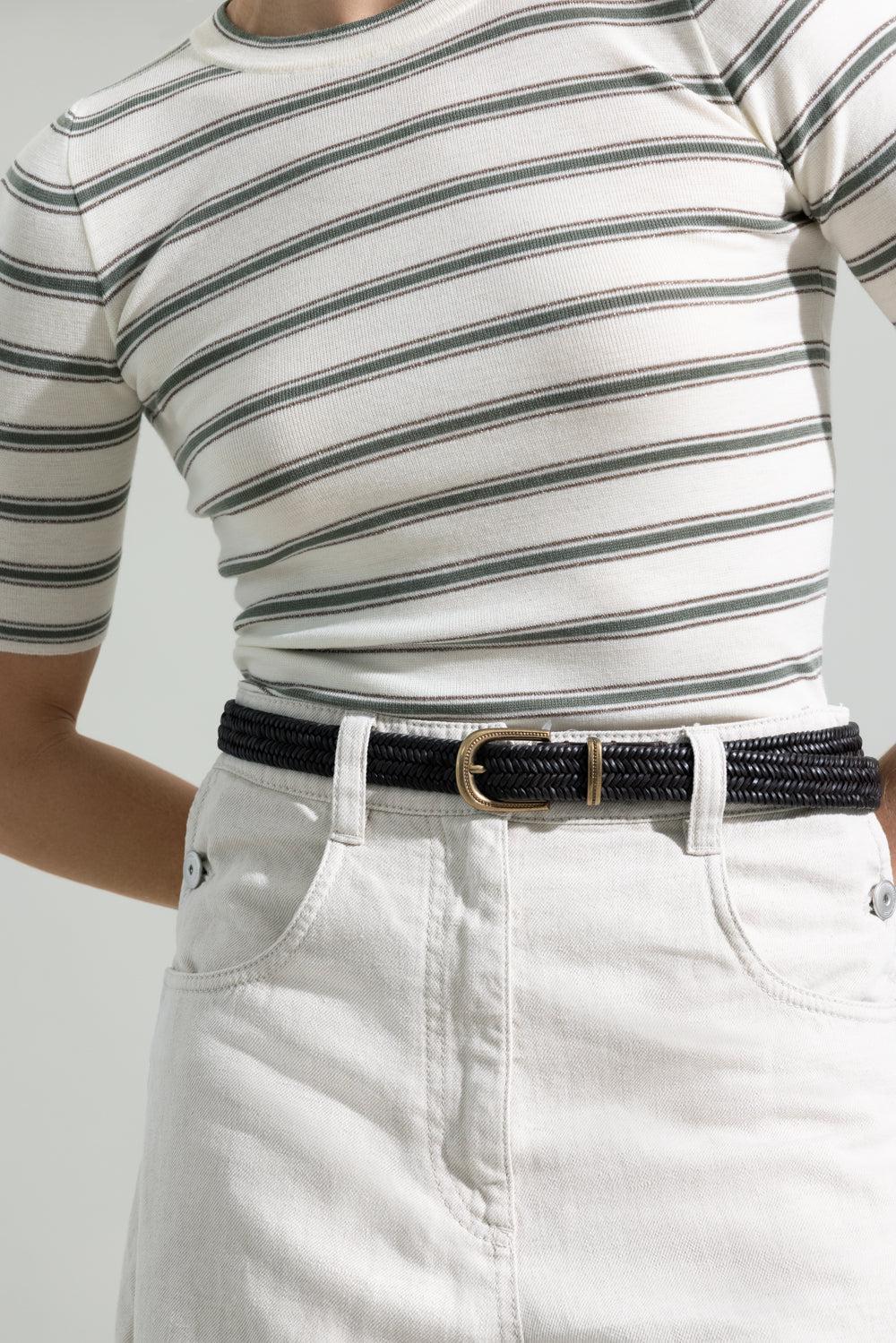 Braided Stretch Belt-BROWN-XS-ACCESSORIEBELTS-BRUNELLO CUCINELLI