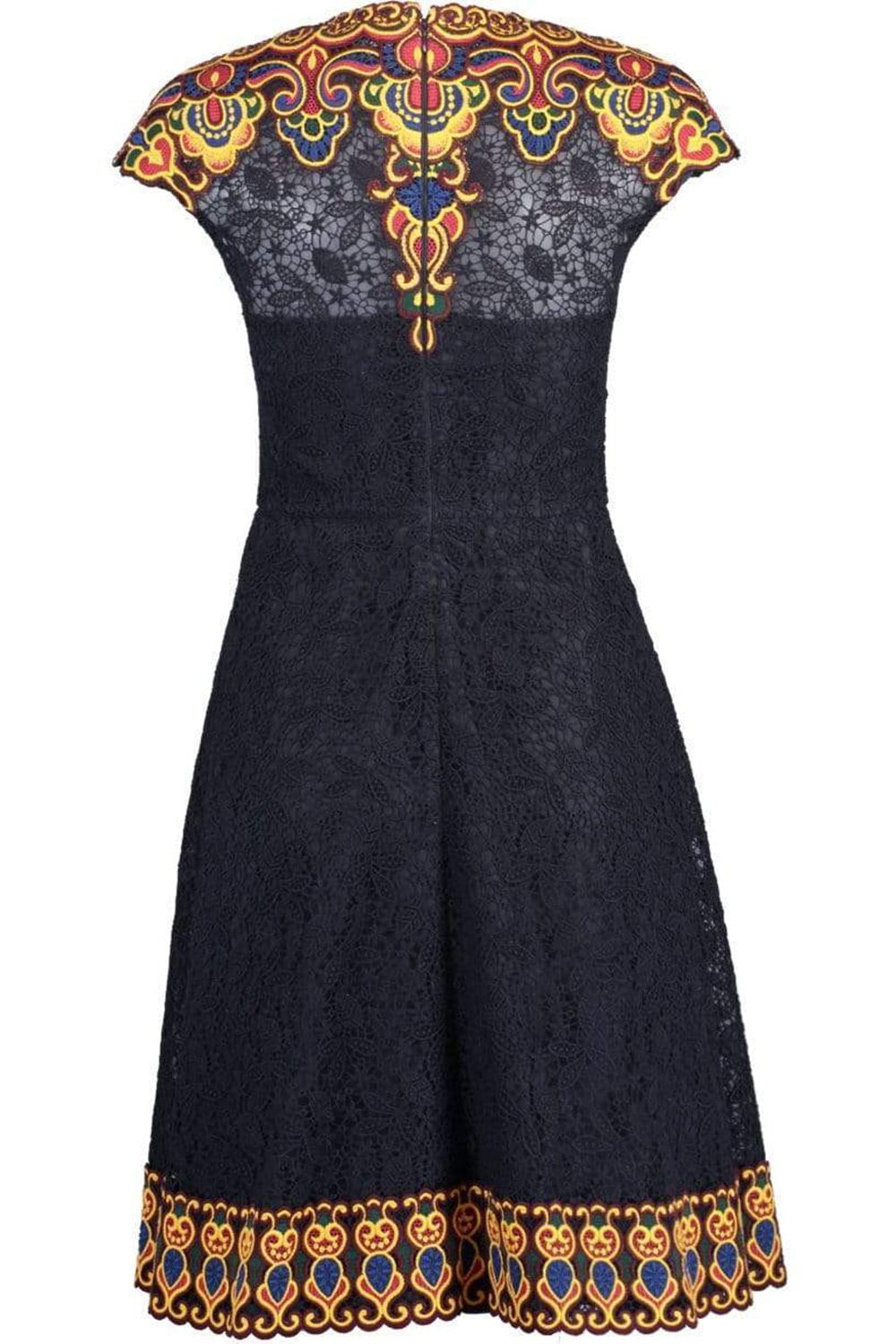 VALENTINO-Short Sleeve Marocain Dress-BLUE