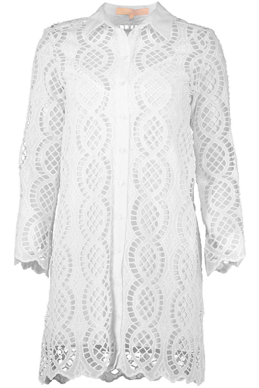 VALERIE KHALFON-Borgo Long Sleeve Embroidered Button Front Dress-