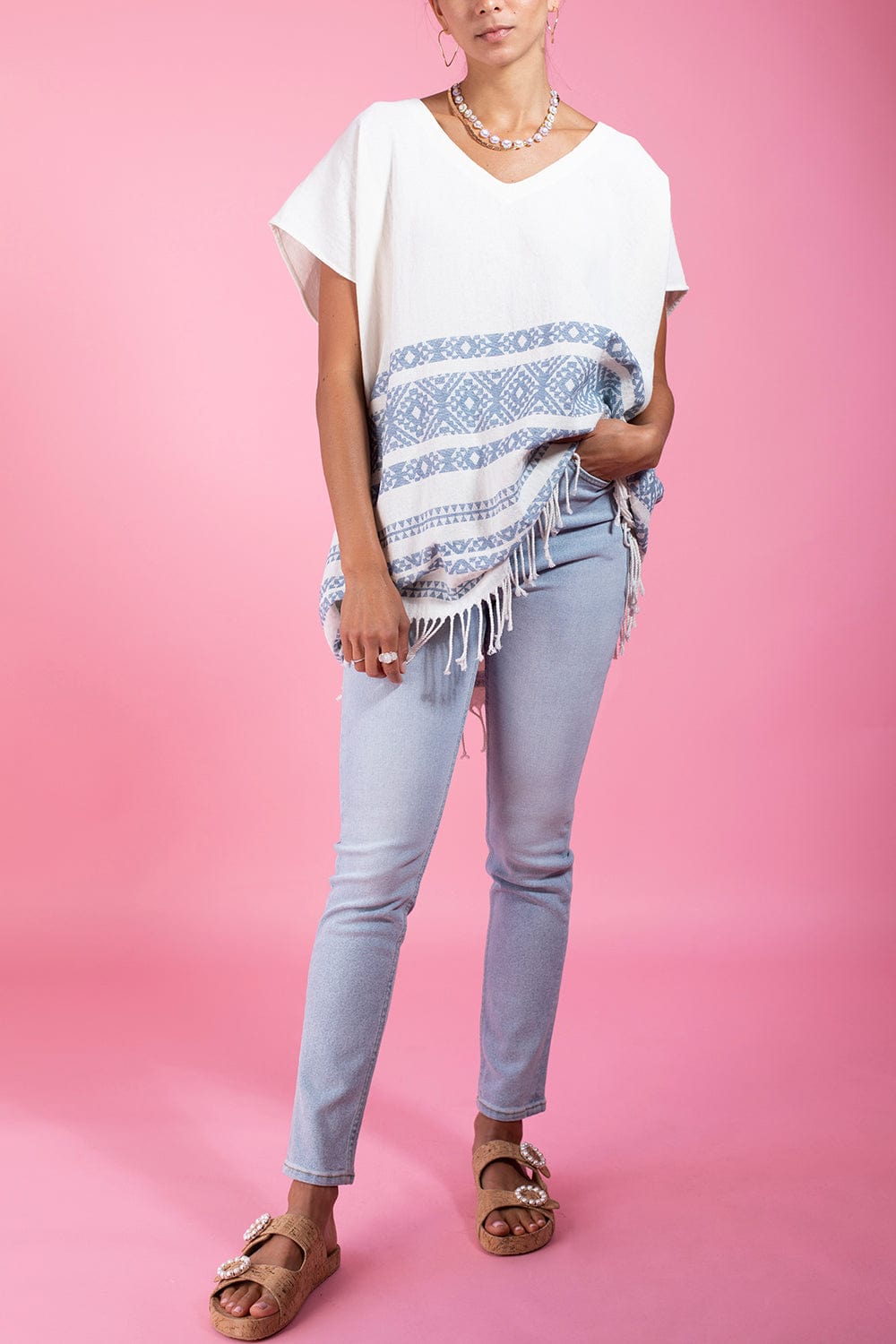 VALERIE KHALFON-Poya Short Sleeve Fringe Dress-