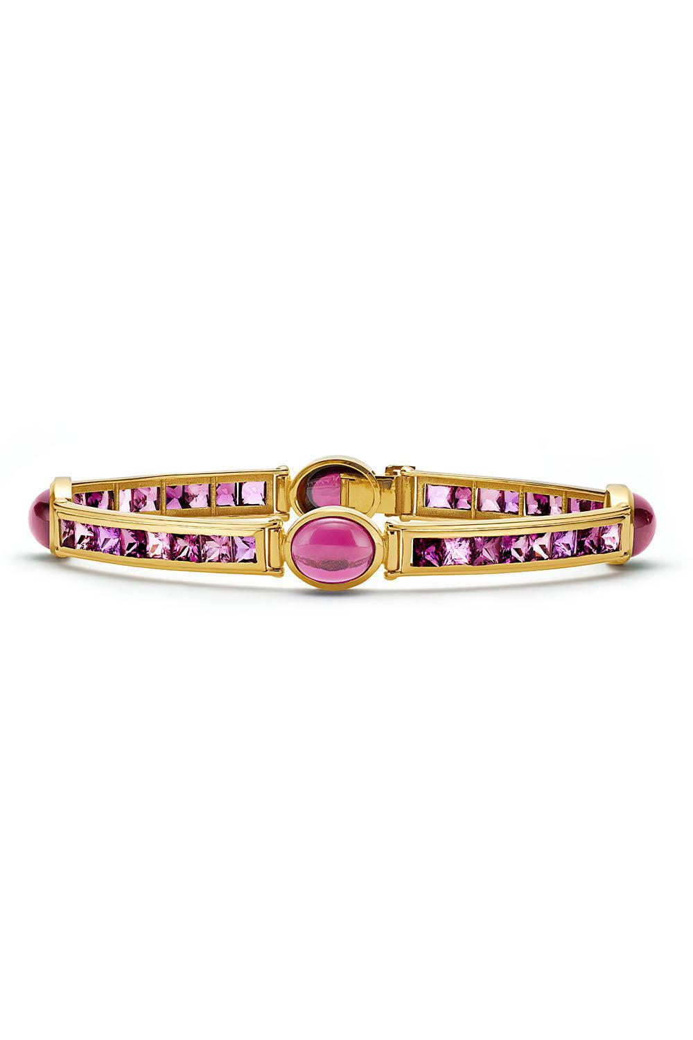 Pink Sapphire St Tropez Stack Bracelet-YELLOW GOLD-JEWELRYFINE JEWELBRACELET O-VAN