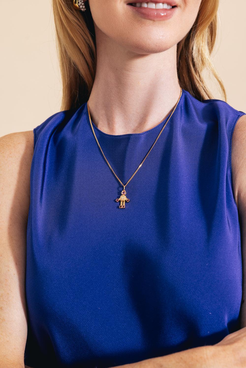 Pink Heart Robot-YELLOW GOLD-JEWELRYFINE JEWELPENDANT-VAN