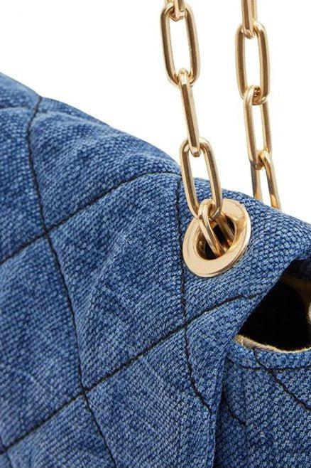 VANESSA BRUNO-Linen Moon Bag MM - Indigo-INDIGO