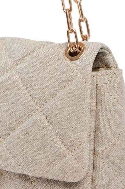 VANESSA BRUNO-Linen Moon Bag MM - Sable-SABLE