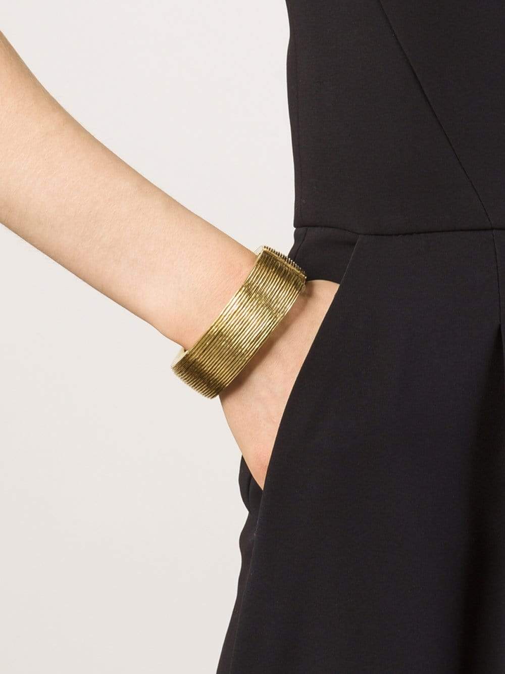 VAUBEL-Multi-Line Hinged Bangle-GOLD