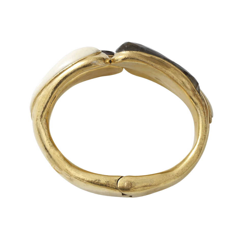 VAUBEL-Oval Stone Hinge Bracelet-GOLD