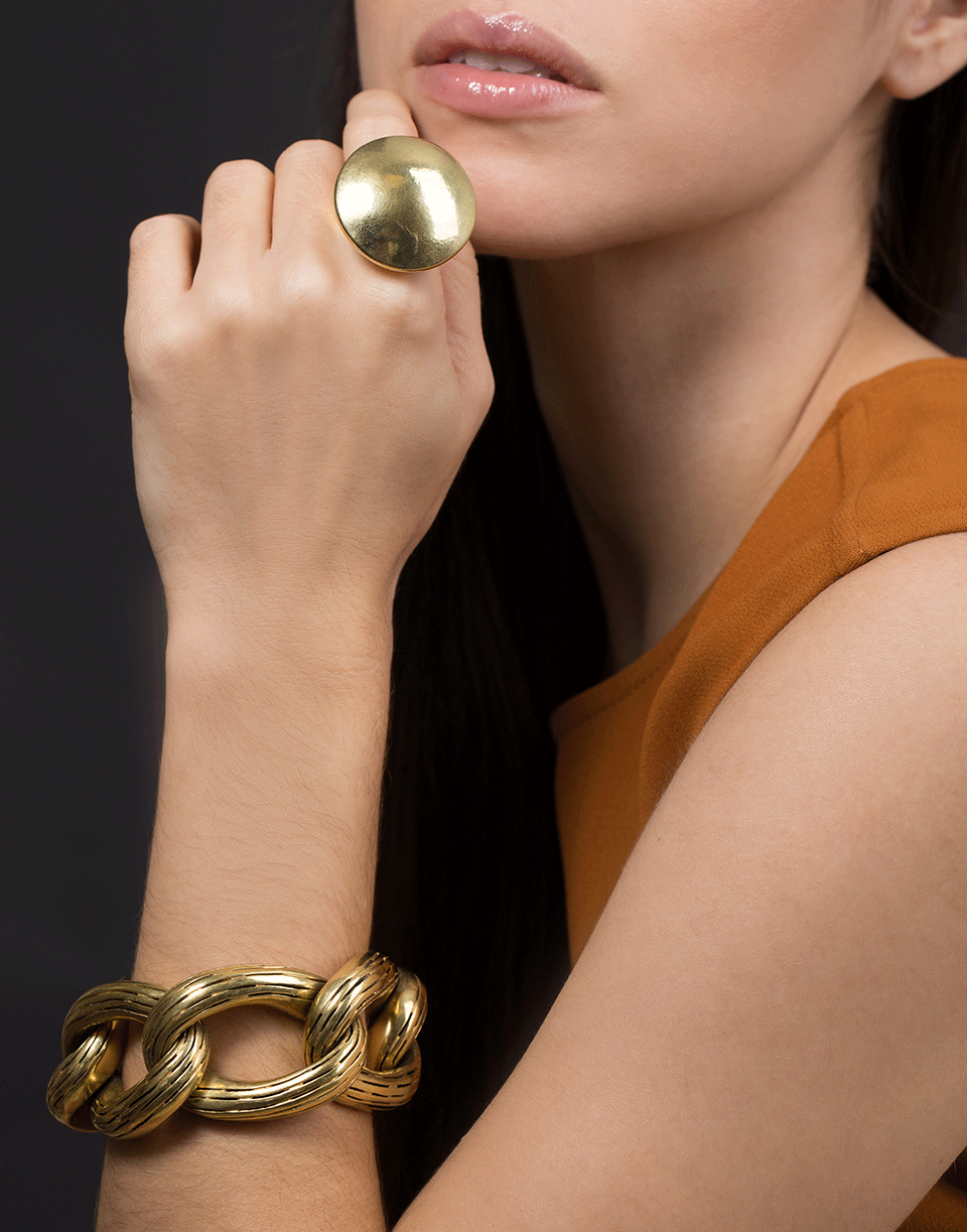 VAUBEL-Oval Circle Ridge Bracelet-GRN/GOLD