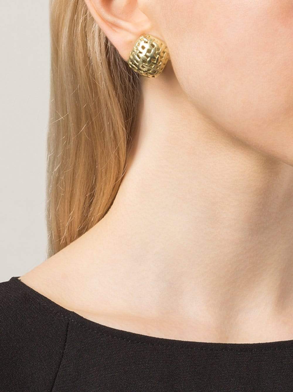 VAUBEL-Woven Square Clip Earrings-GOLD