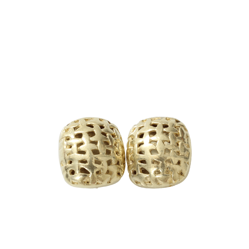 VAUBEL-Woven Square Clip Earrings-GOLD