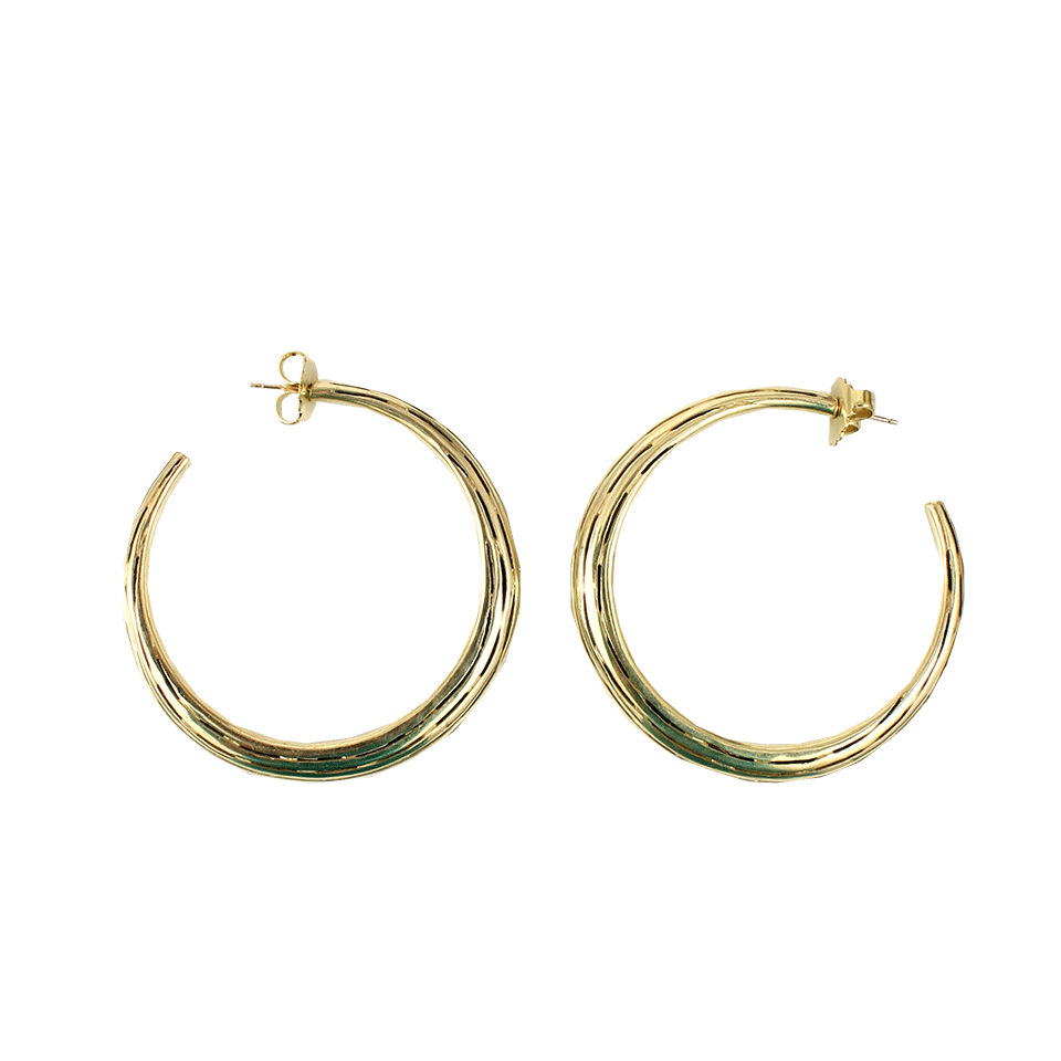 VAUBEL-Ridged Large Hoop Earrings-GRN/GOLD