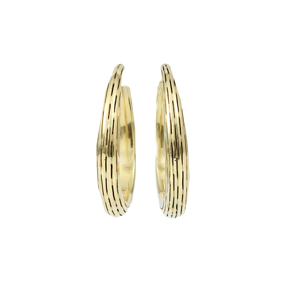 VAUBEL-Ridged Large Hoop Earrings-GRN/GOLD
