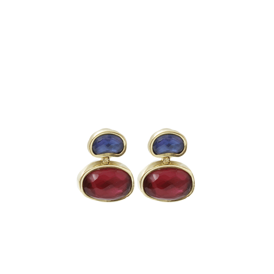 VAUBEL-Stone Top Oval Earrings-GRN/GOLD