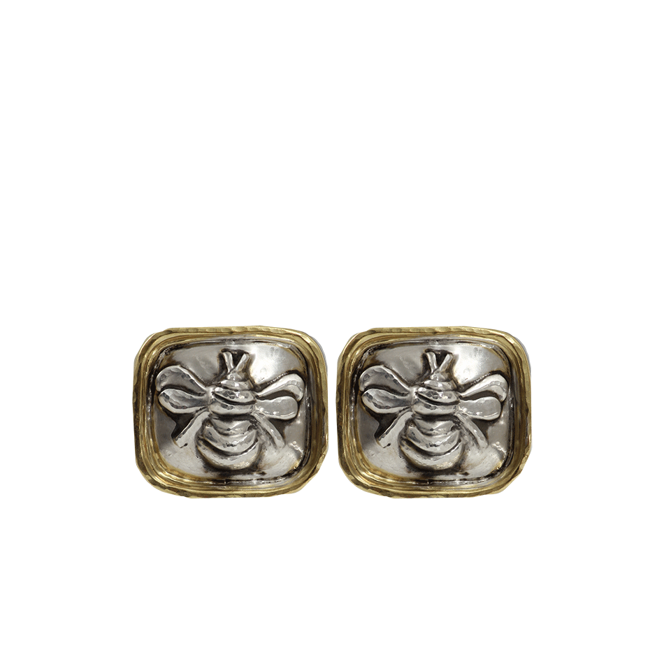 VAUBEL-Square Bee Clip Earrings-SLVR/GLD