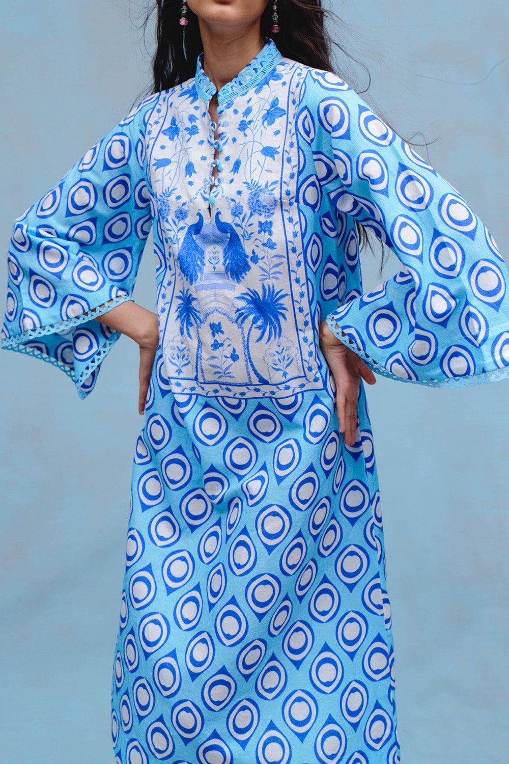  City Kaftan Dress-BLUE-S-CLOTHINGDRESSCASUAL-VERANDAH 