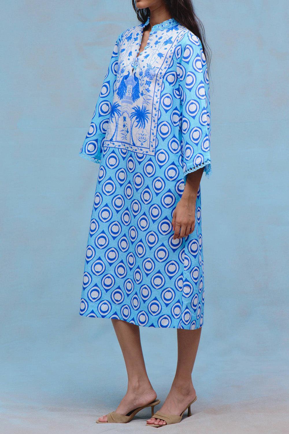  City Kaftan Dress-BLUE-S-CLOTHINGDRESSCASUAL-VERANDAH 
