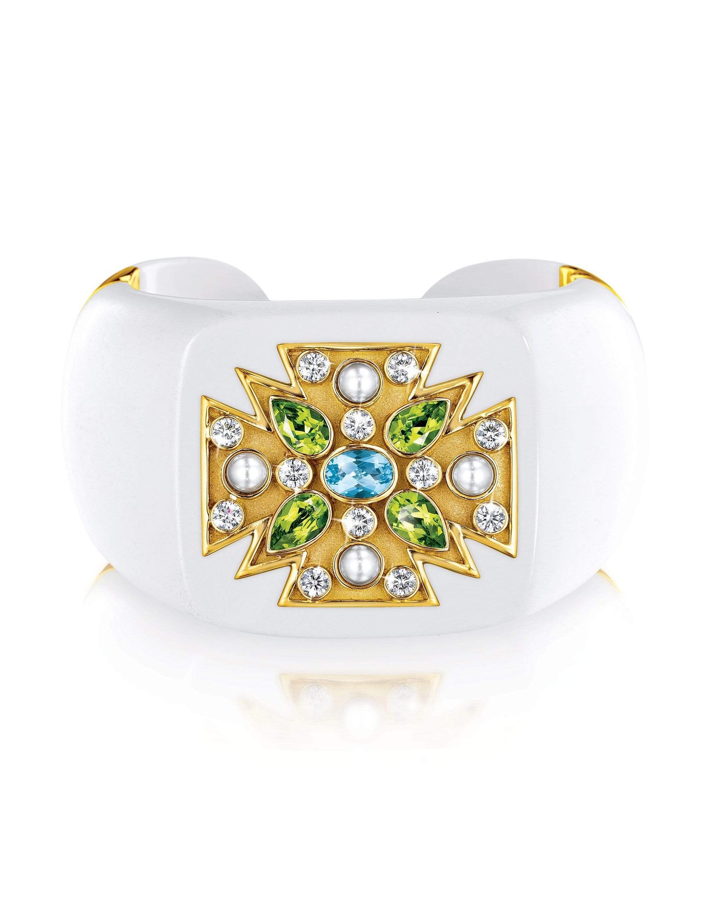 VERDURA-Cocholong Peridot and Pearl Bracelet-YELLOW GOLD