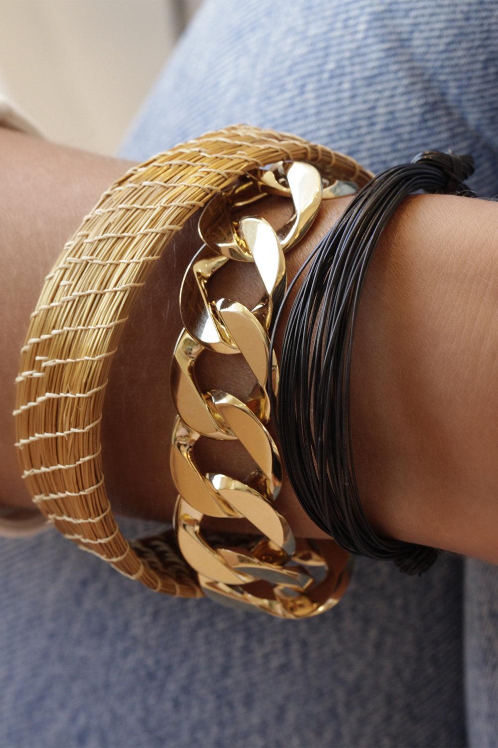 Curb Link Bangle Bracelet-YELLOW GOLD-JEWELRYFINE JEWELBRACELET O-VERDURA