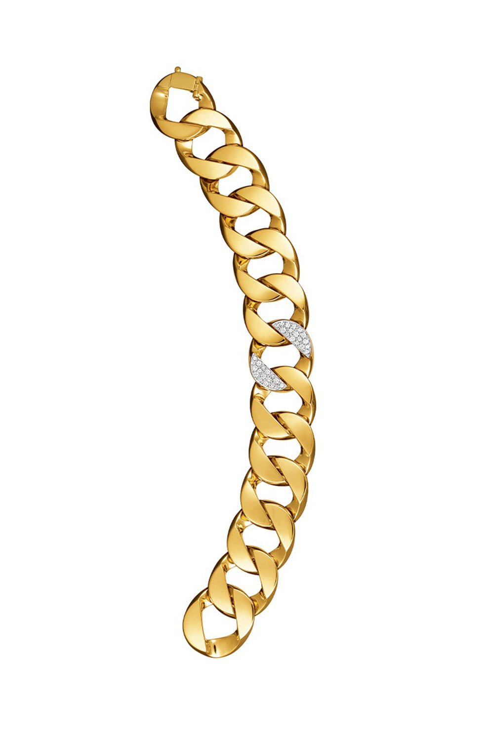 VERDURA-Diamond Curb Link Bracelet-YELLOW GOLD