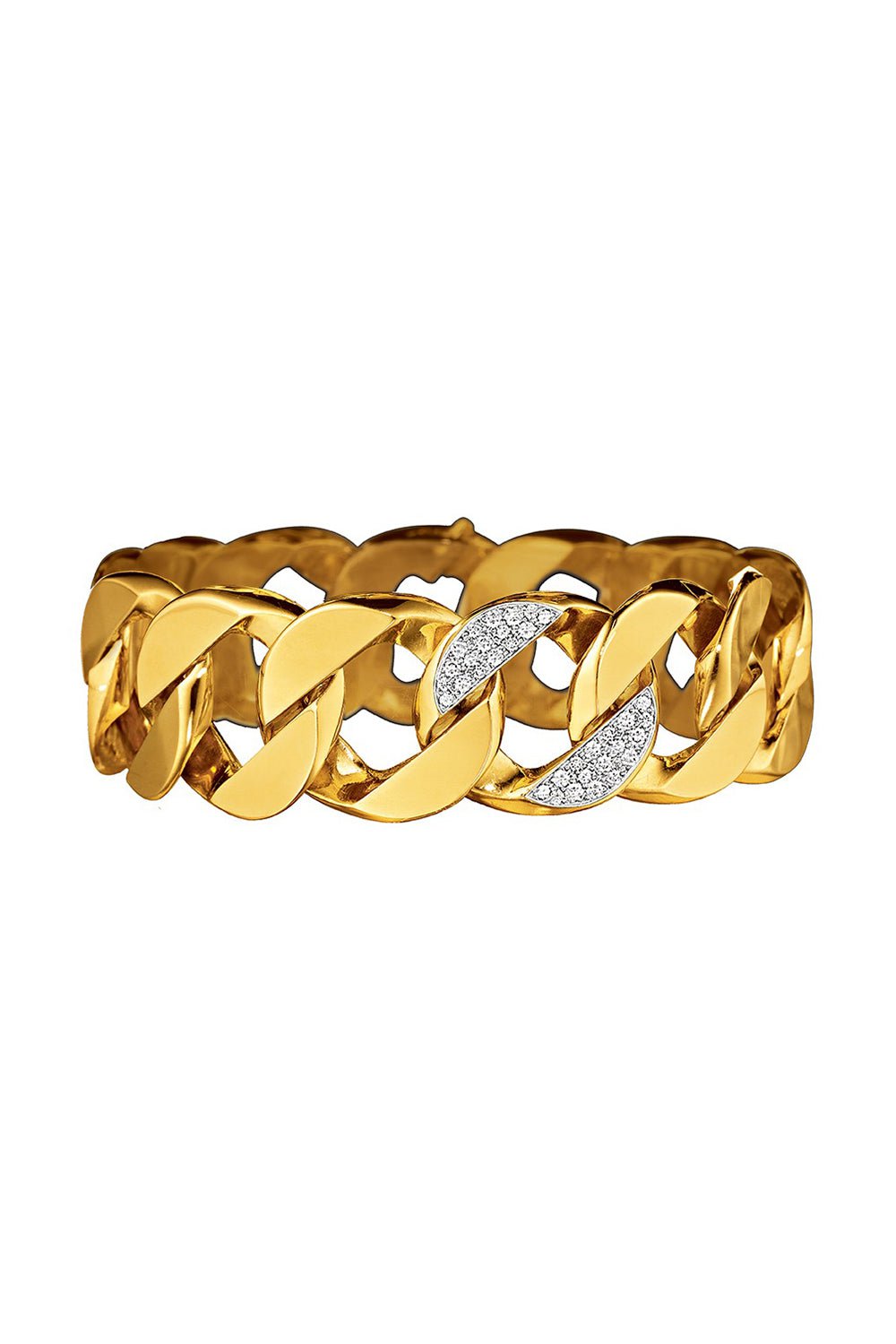 VERDURA-Diamond Curb Link Bracelet-YELLOW GOLD