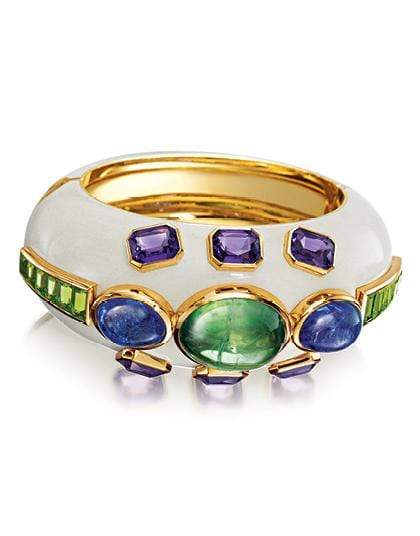 VERDURA-Green Tourmaline Ravenna Cuff-YELLOW GOLD