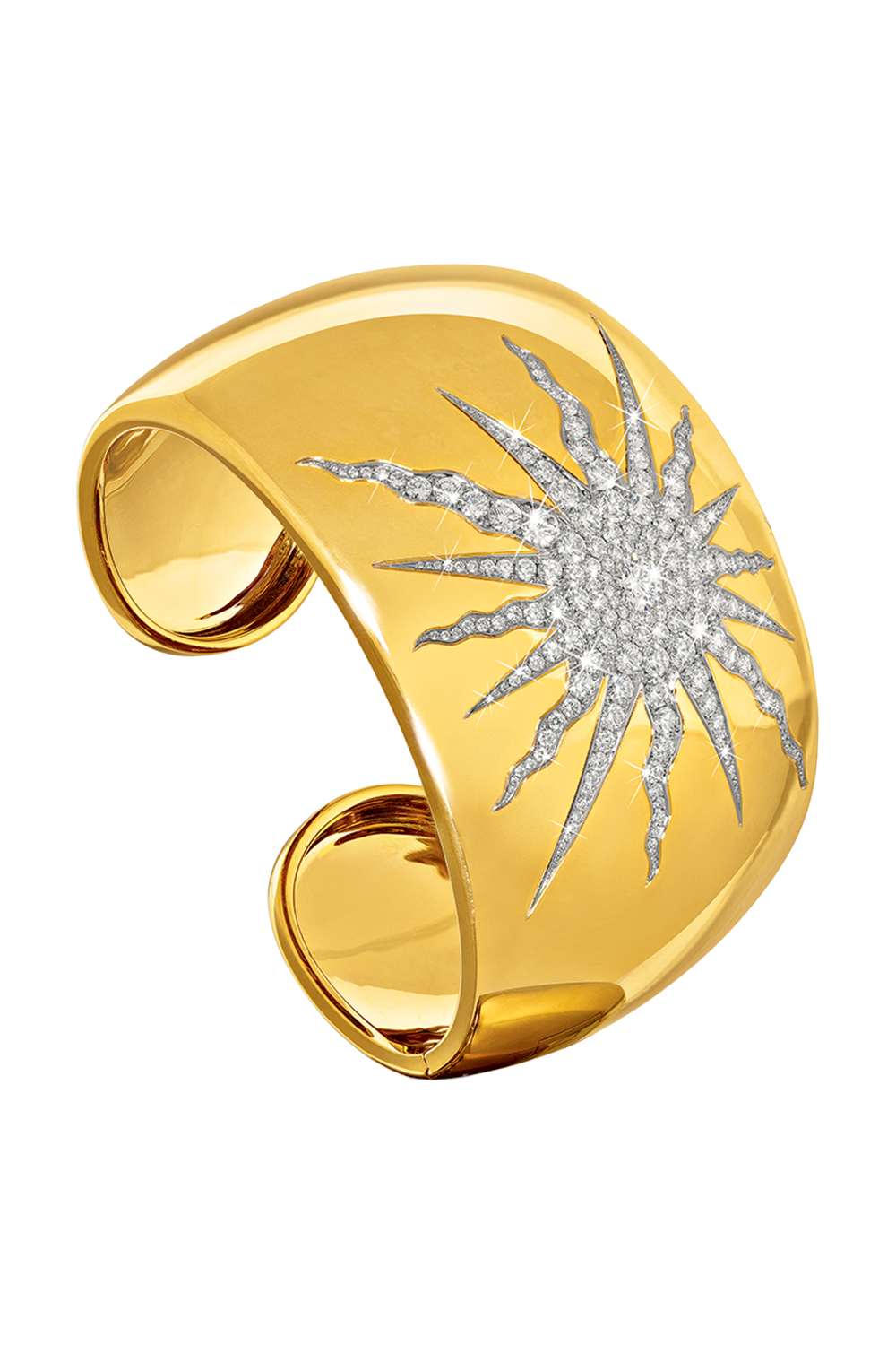 Diamond Sun Cuff Bracelet-YELLOW GOLD-MEDIUM-JEWELRYFINE JEWELBRACELET O-VERDURA