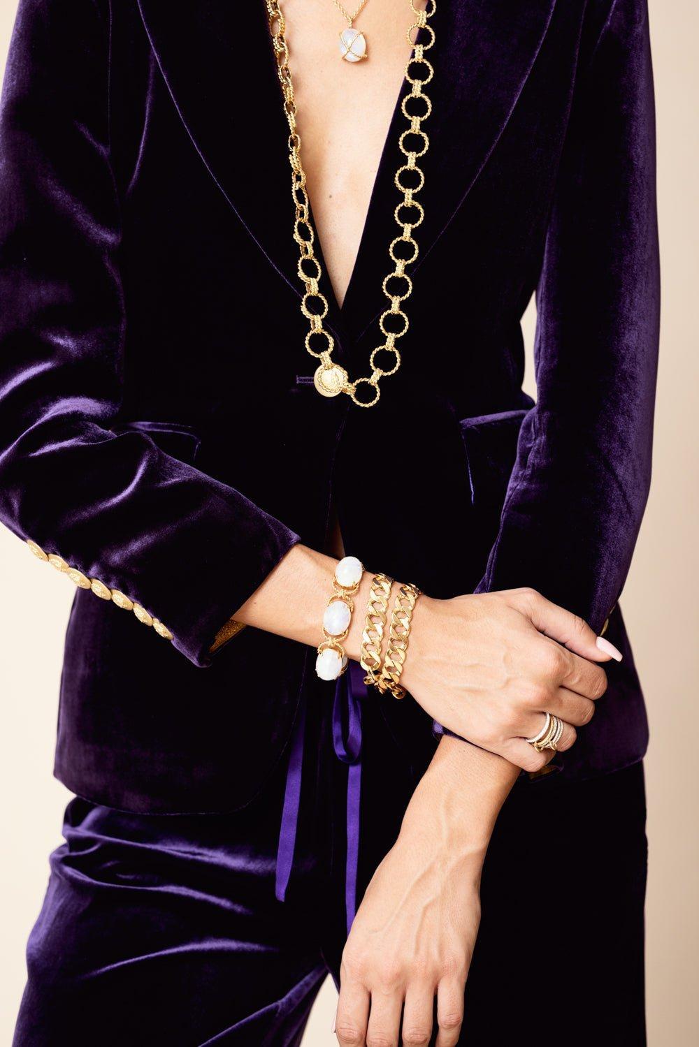 VERDURA-Rainbow Moonstone Pebble Bracelet-YELLOW GOLD