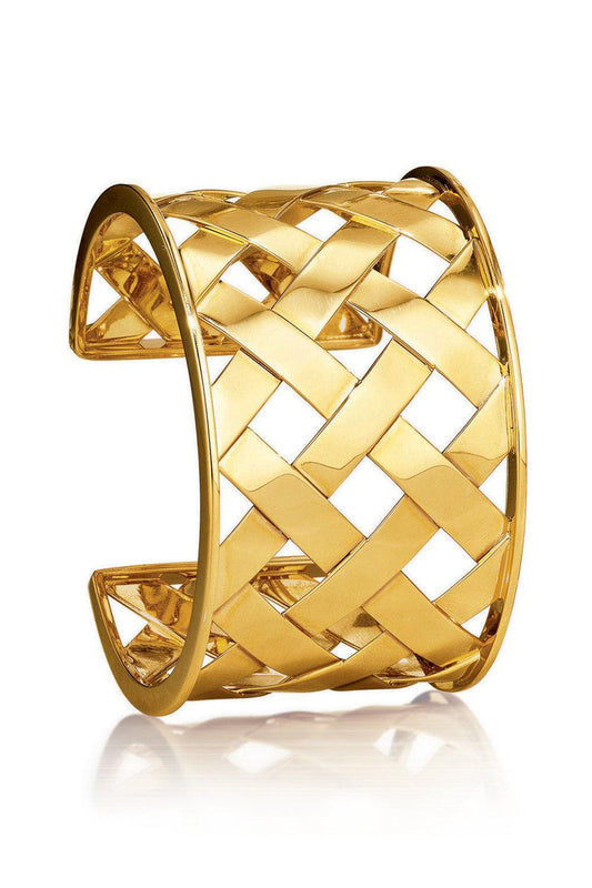 Criss Cross Cuff Bracelet-YELLOW GOLD-XS-JEWELRYFINE JEWELBRACELET O-VERDURA