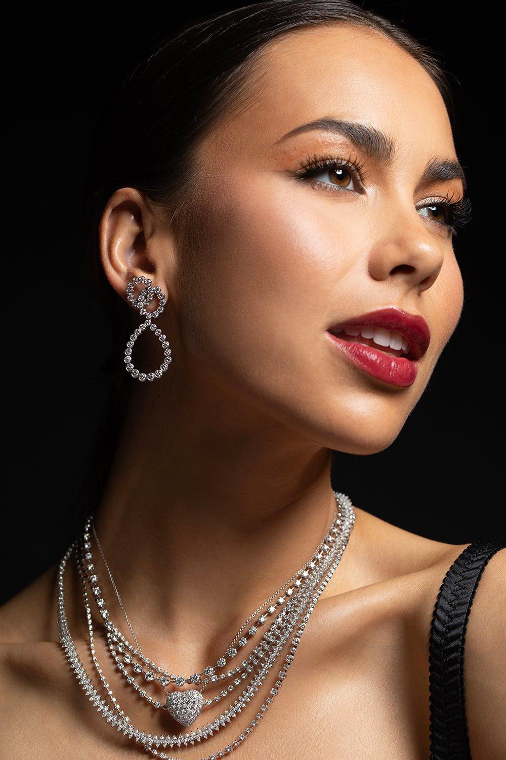 VERDURA-Diamond Loop Ear Clips-PLATINUM