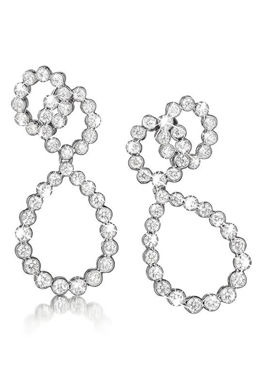 VERDURA-Diamond Loop Ear Clips-PLATINUM