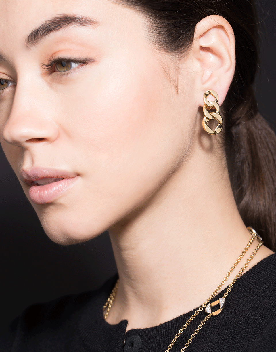VERDURA-3 Curb Link Clip Earrings-YELLOW GOLD