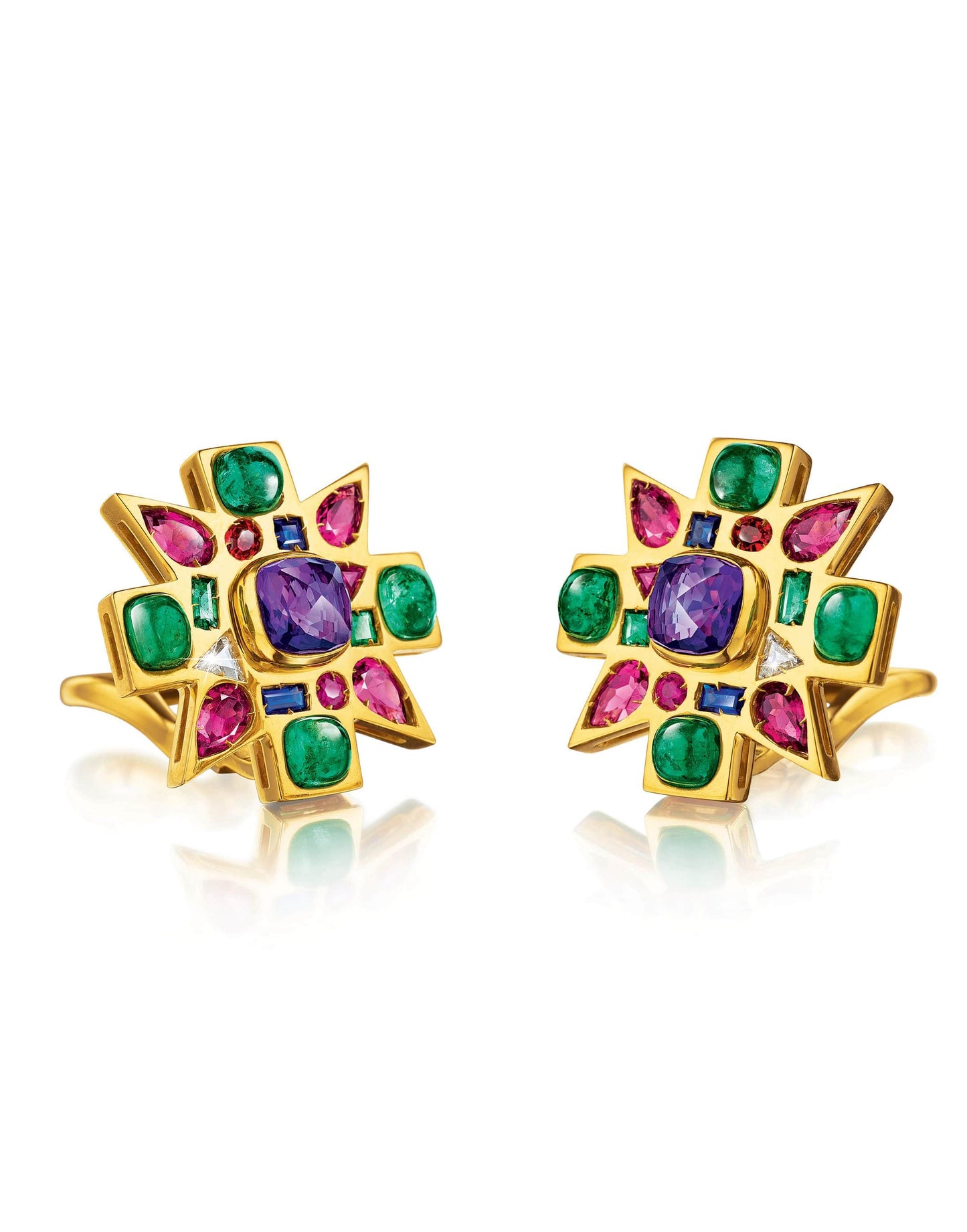 VERDURA-Baby Byzantine Earclips-YELLOW GOLD