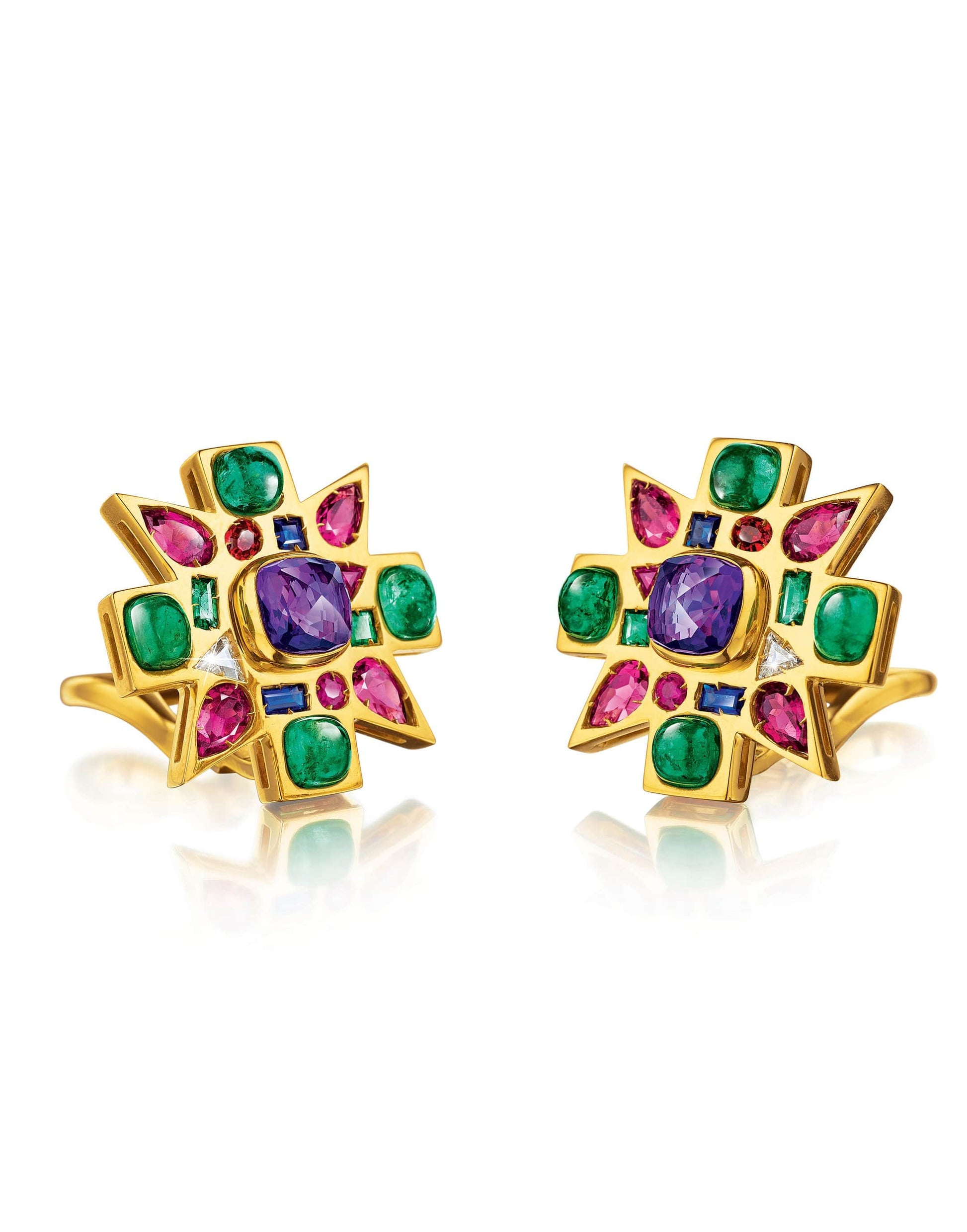 VERDURA-Baby Byzantine Earclips-YELLOW GOLD