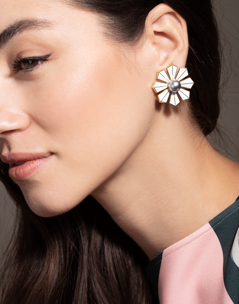 VERDURA-Byzantine Ray South Sea Pearl Earrings-YELLOW GOLD