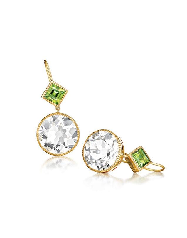 VERDURA-Byzantine Topaz and Peridot Drop Earrrings-YELLOW GOLD