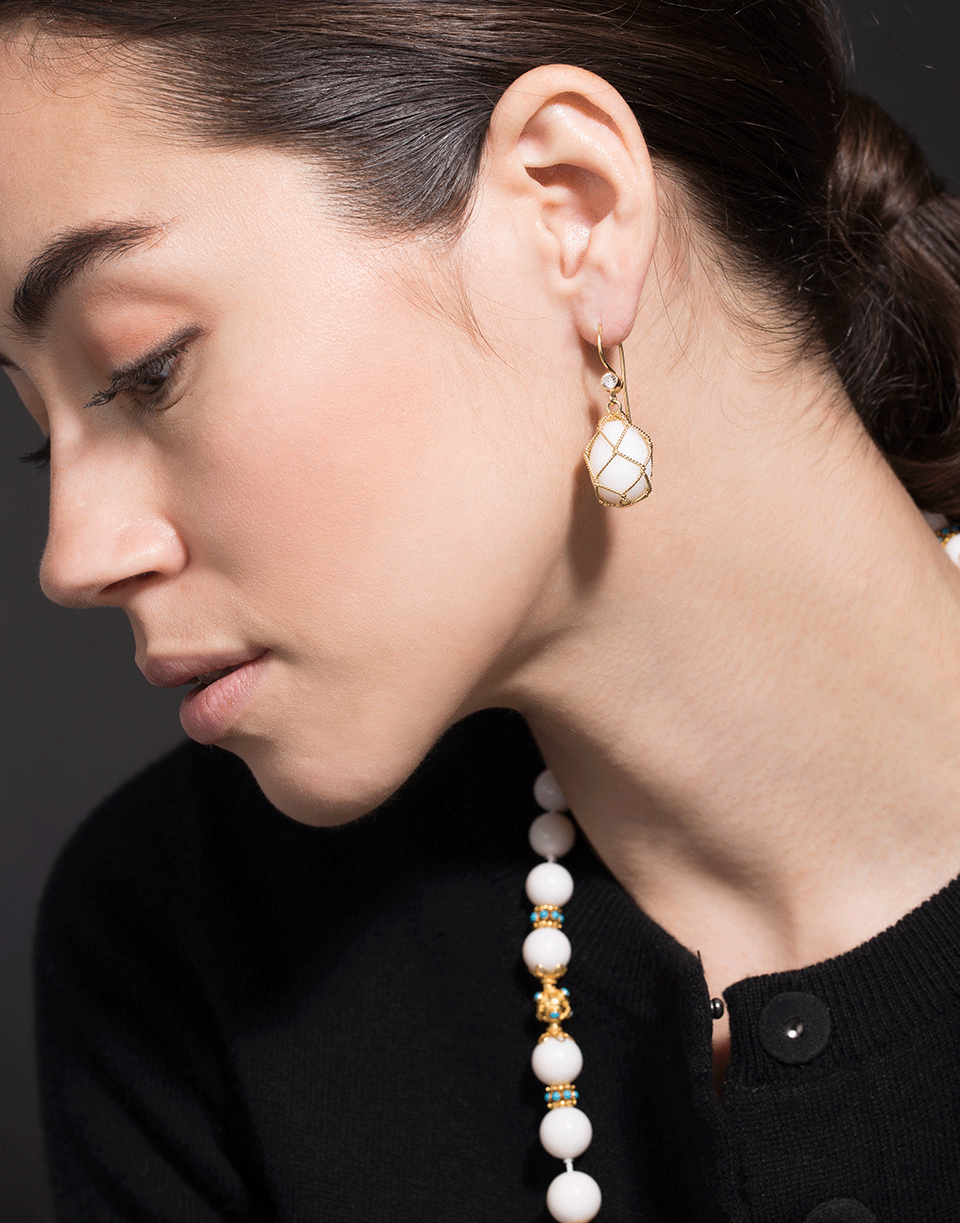 VERDURA-Coral Net Drop Earrings-YELLOW GOLD
