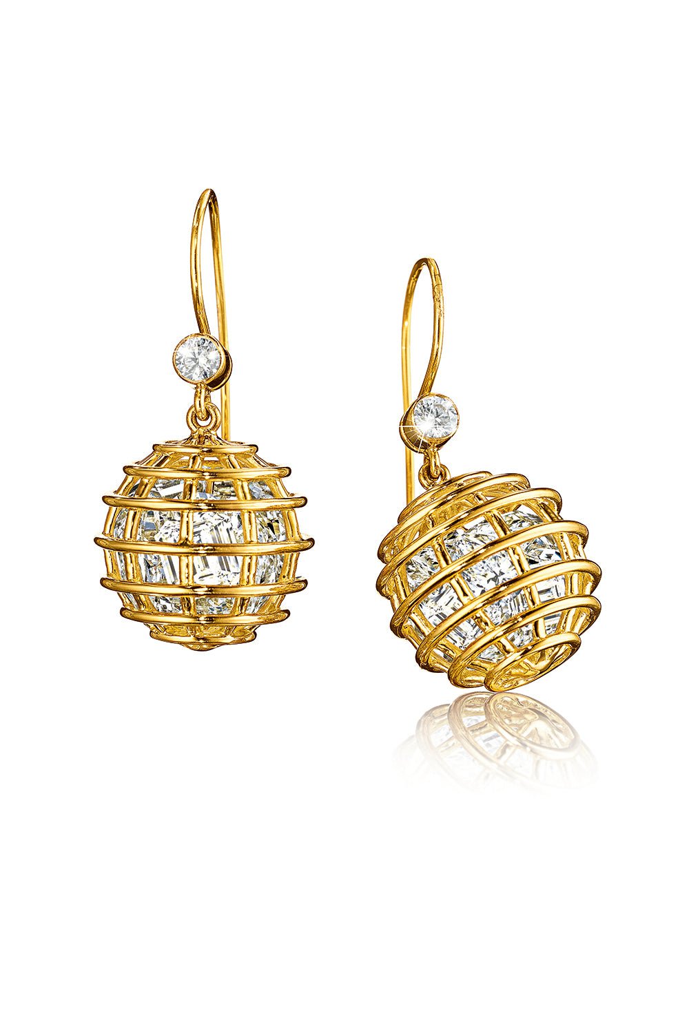 VERDURA-Crystal Caged Drop Earrings-YELLOW GOLD
